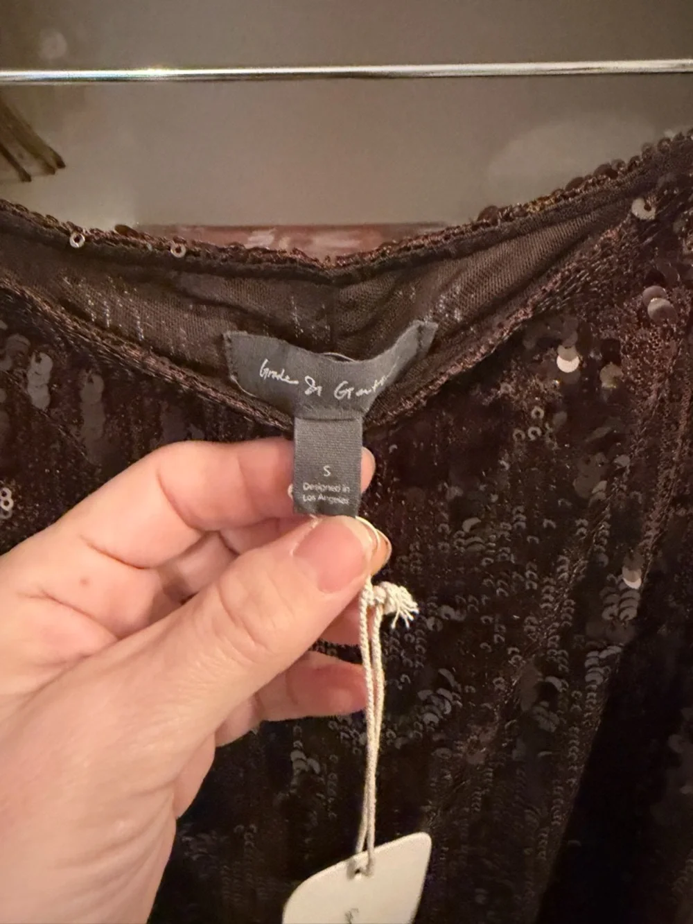 Grade & Gather Chocolate Brown Sequin Tank and Skirt - Picture 10 of 12
